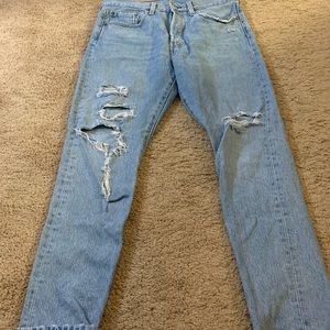 Levi’s 501 high waisted ripped jeans